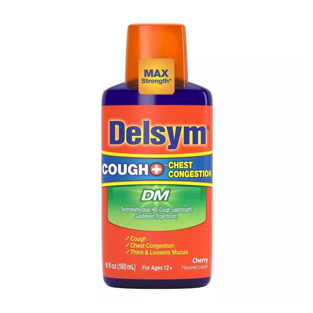 Delsym Adult Cough Plus Chest Congestion Dm Liquid, Cherry - 6 Oz